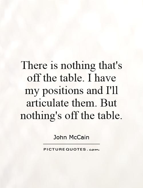 There is nothing that's off the table. I have my positions and I'll articulate them. But nothing's off the table Picture Quote #1