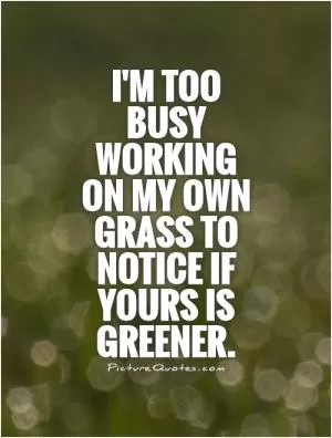 I'm too busy working on my own grass to notice if yours is greener Picture Quote #1