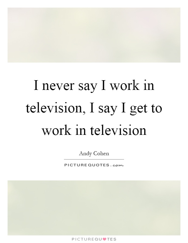 I never say I work in television, I say I get to work in television Picture Quote #1