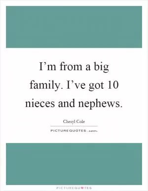 I’m from a big family. I’ve got 10 nieces and nephews Picture Quote #1