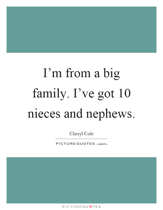 I'm from a big family. I've got 10 nieces and nephews Picture Quote #1