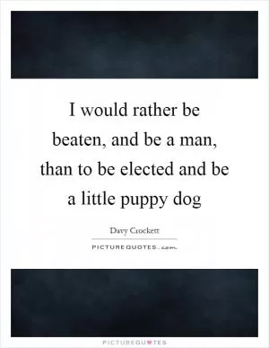 I would rather be beaten, and be a man, than to be elected and be a little puppy dog Picture Quote #1