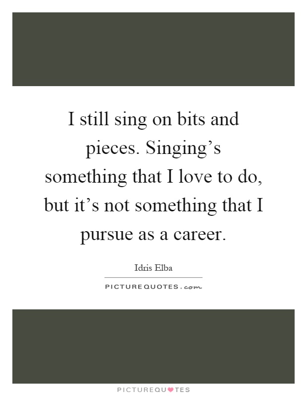 I still sing on bits and pieces. Singing's something that I love to do, but it's not something that I pursue as a career Picture Quote #1