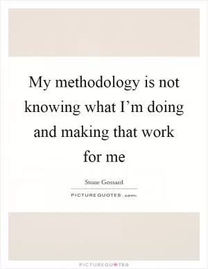 My methodology is not knowing what I’m doing and making that work for me Picture Quote #1