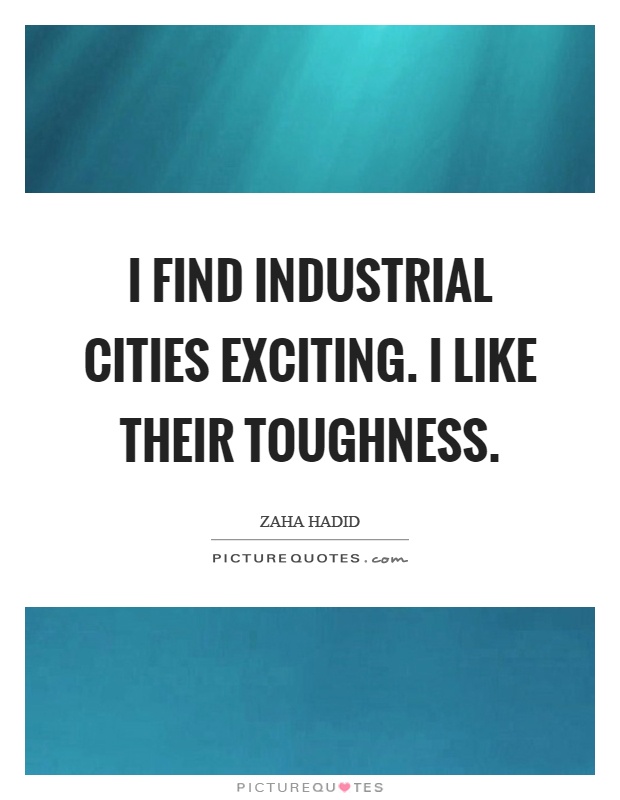 I find industrial cities exciting. I like their toughness Picture Quote #1