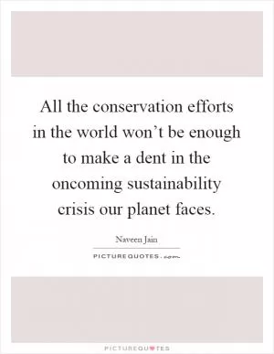 All the conservation efforts in the world won’t be enough to make a dent in the oncoming sustainability crisis our planet faces Picture Quote #1