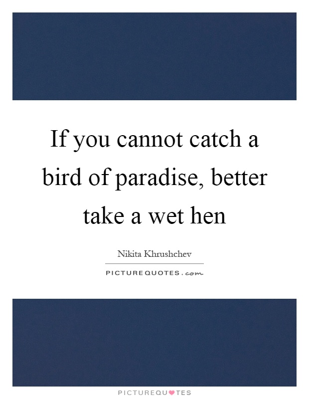 If you cannot catch a bird of paradise, better take a wet hen Picture Quote #1