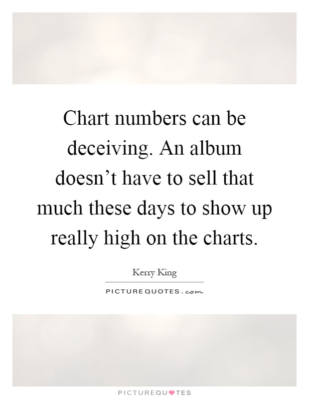 Chart numbers can be deceiving. An album doesn't have to sell that much these days to show up really high on the charts Picture Quote #1