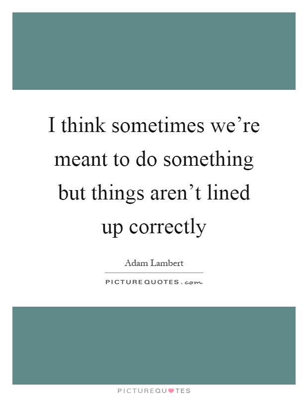 I think sometimes we're meant to do something but things aren't lined up correctly Picture Quote #1