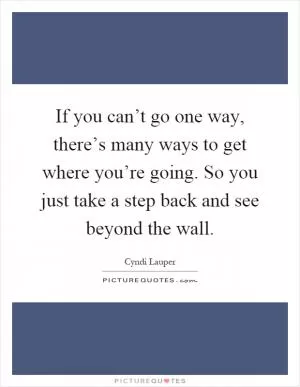 If you can’t go one way, there’s many ways to get where you’re going. So you just take a step back and see beyond the wall Picture Quote #1