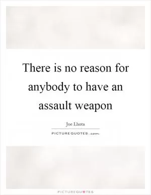 There is no reason for anybody to have an assault weapon Picture Quote #1