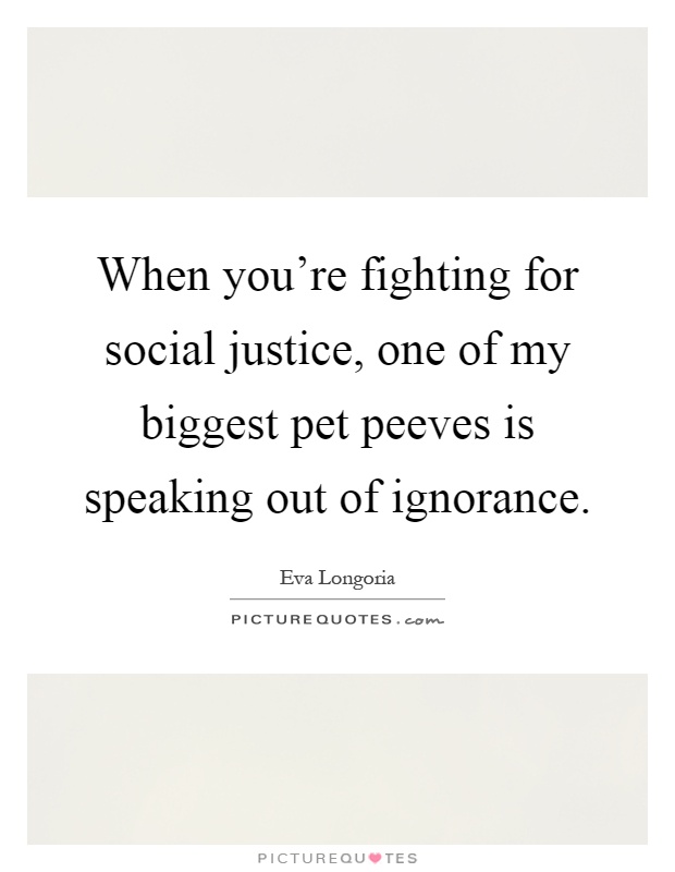 When you're fighting for social justice, one of my biggest pet peeves is speaking out of ignorance Picture Quote #1