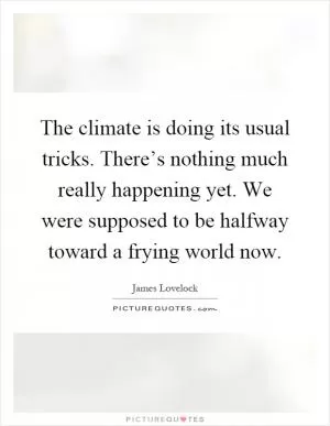 The climate is doing its usual tricks. There’s nothing much really happening yet. We were supposed to be halfway toward a frying world now Picture Quote #1