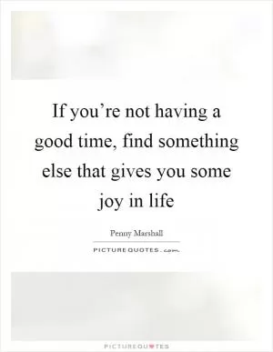 If you’re not having a good time, find something else that gives you some joy in life Picture Quote #1