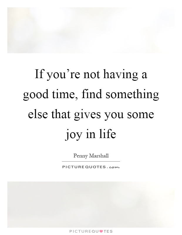 If you're not having a good time, find something else that gives you some joy in life Picture Quote #1