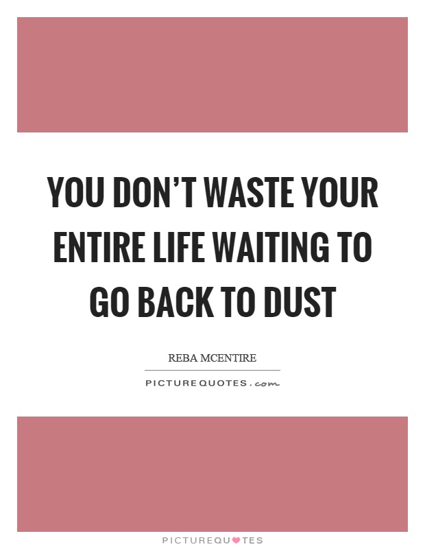 You don't waste your entire life waiting to go back to dust Picture Quote #1