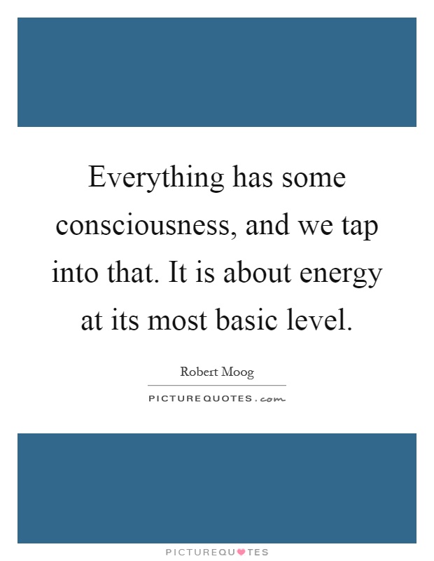 Everything has some consciousness, and we tap into that. It is about energy at its most basic level Picture Quote #1