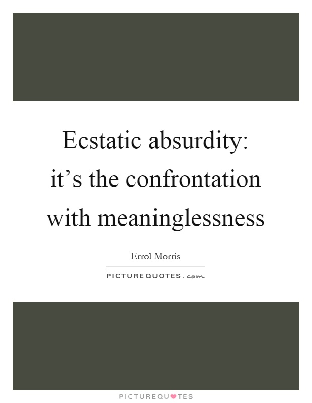 Ecstatic absurdity: it's the confrontation with meaninglessness Picture Quote #1
