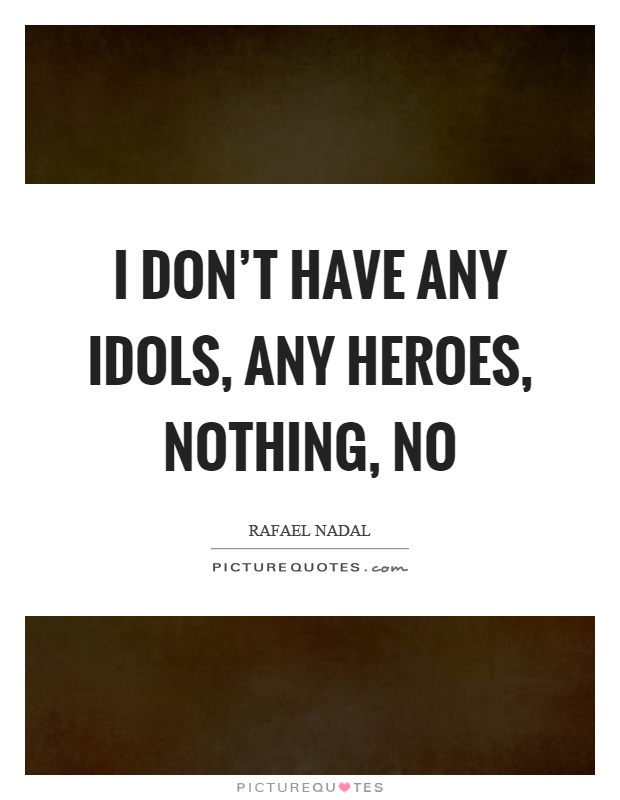 I don't have any idols, any heroes, nothing, no Picture Quote #1