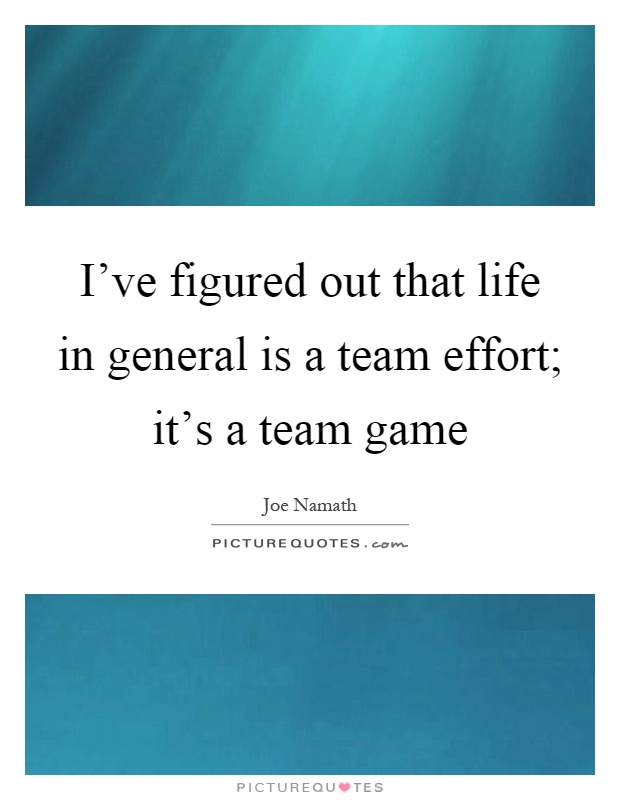 I've figured out that life in general is a team effort; it's a team game Picture Quote #1
