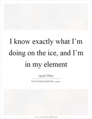 I know exactly what I’m doing on the ice, and I’m in my element Picture Quote #1