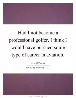 Had I not become a professional golfer, I think I would have pursued some type of career in aviation Picture Quote #1