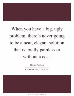 When you have a big, ugly problem, there’s never going to be a neat, elegant solution that is totally painless or without a cost Picture Quote #1