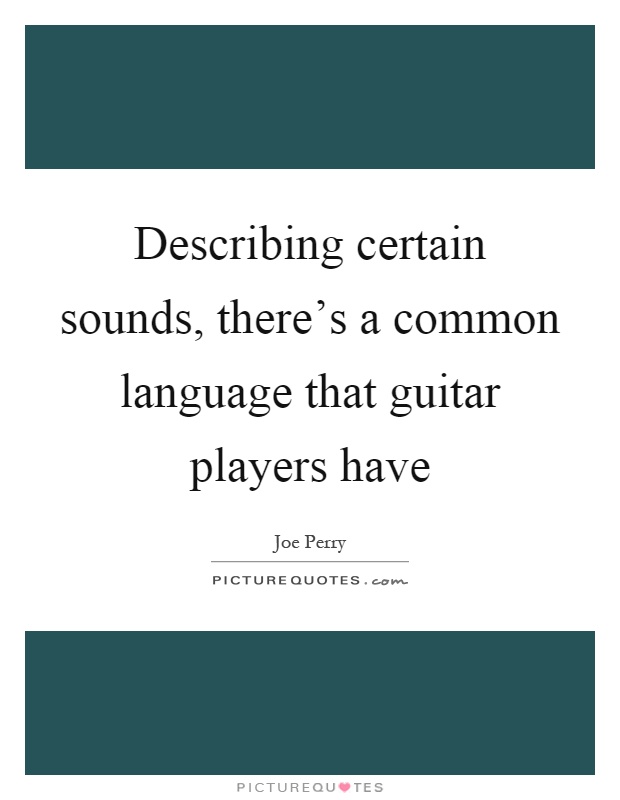 Describing certain sounds, there's a common language that guitar players have Picture Quote #1
