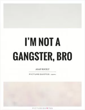I’m not a gangster, bro Picture Quote #1