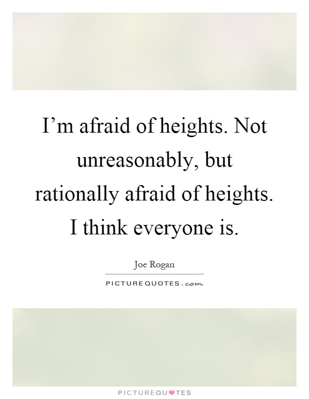 I'm afraid of heights. Not unreasonably, but rationally afraid of heights. I think everyone is Picture Quote #1