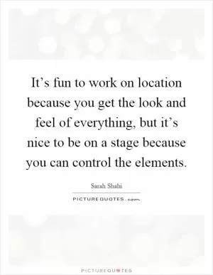 It’s fun to work on location because you get the look and feel of everything, but it’s nice to be on a stage because you can control the elements Picture Quote #1