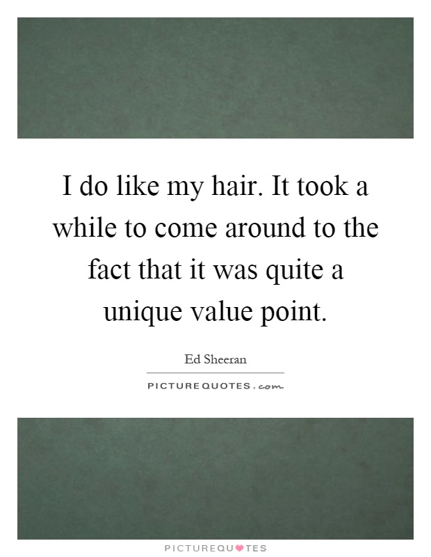 I do like my hair. It took a while to come around to the fact that it was quite a unique value point Picture Quote #1
