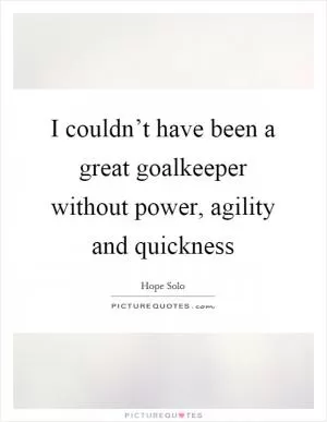 I couldn’t have been a great goalkeeper without power, agility and quickness Picture Quote #1