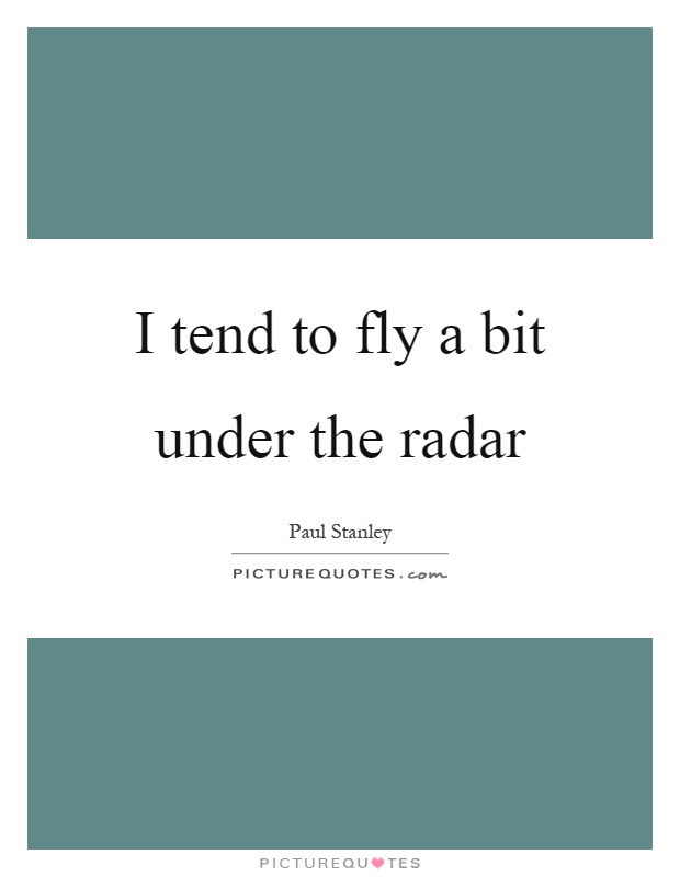 I tend to fly a bit under the radar Picture Quote #1