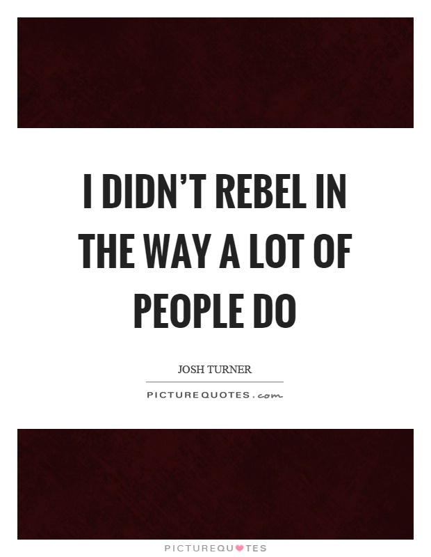 I didn't rebel in the way a lot of people do Picture Quote #1