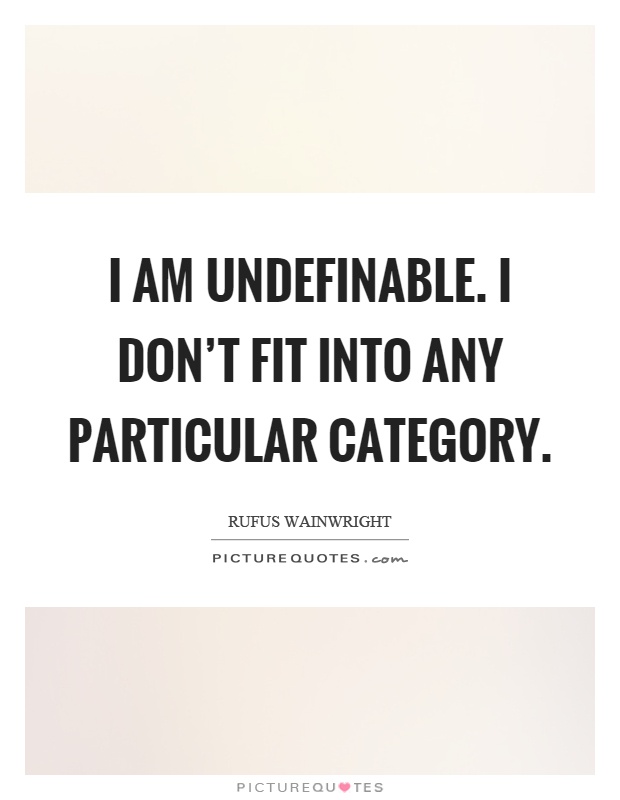I am undefinable. I don't fit into any particular category Picture Quote #1