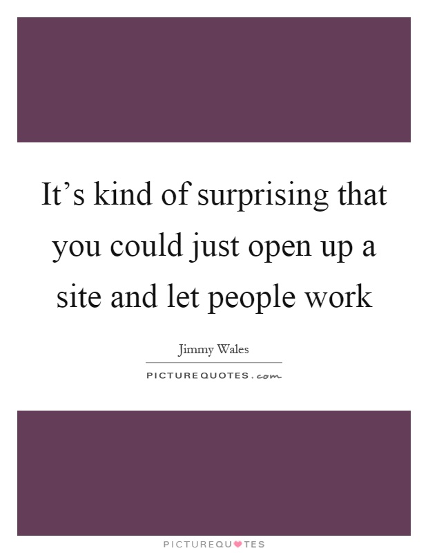 It's kind of surprising that you could just open up a site and let people work Picture Quote #1