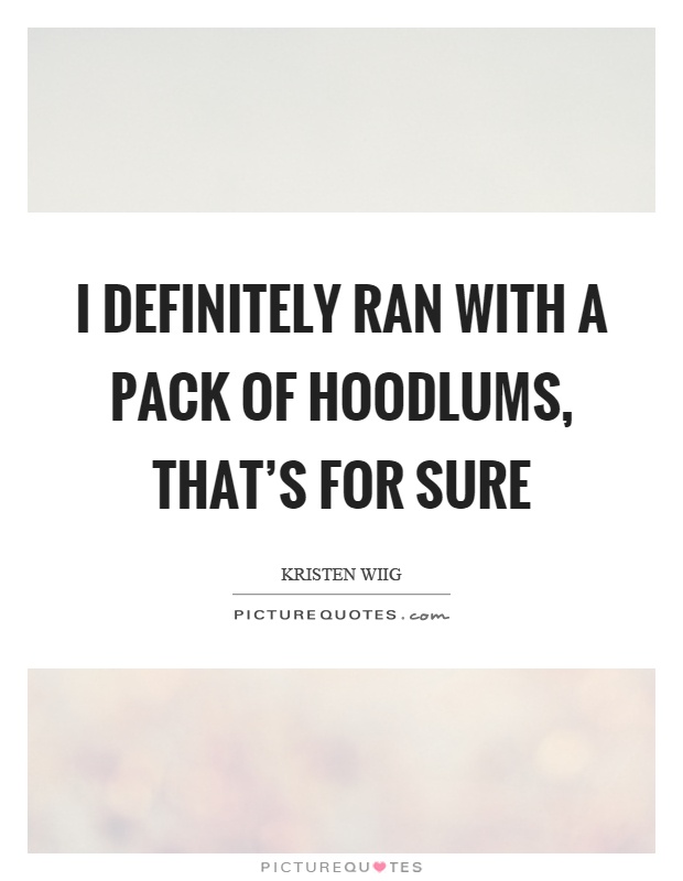 I definitely ran with a pack of hoodlums, that's for sure Picture Quote #1