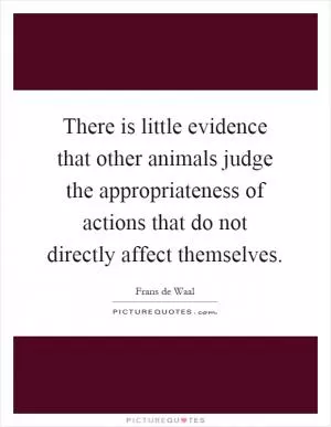 There is little evidence that other animals judge the appropriateness of actions that do not directly affect themselves Picture Quote #1