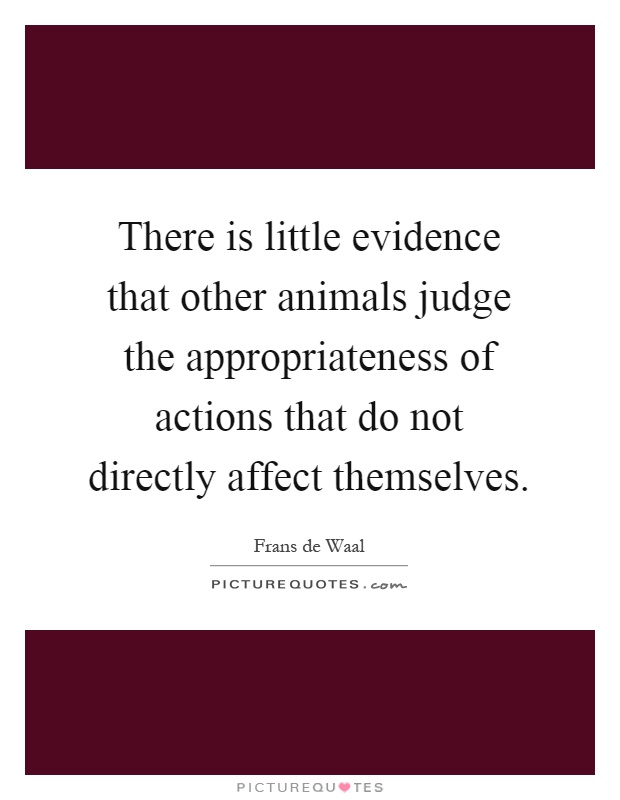 There is little evidence that other animals judge the appropriateness of actions that do not directly affect themselves Picture Quote #1