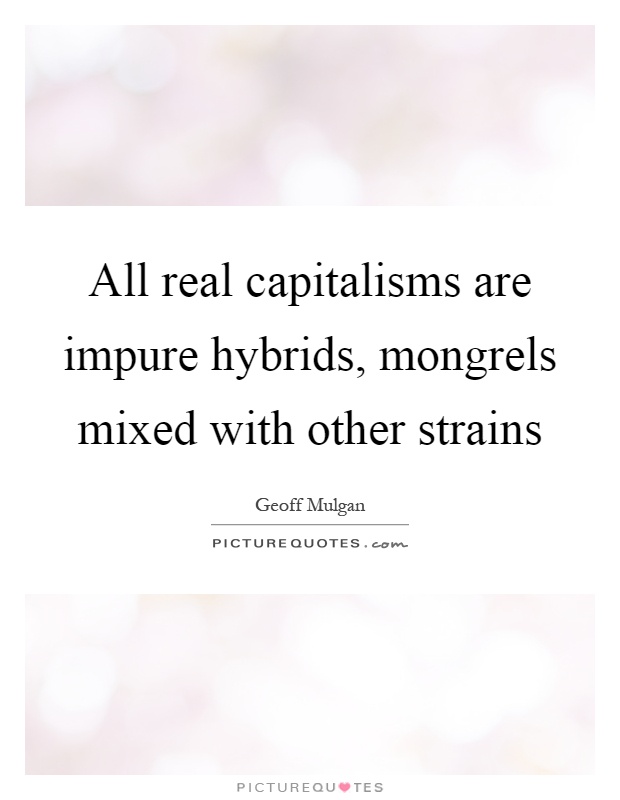 All real capitalisms are impure hybrids, mongrels mixed with other strains Picture Quote #1