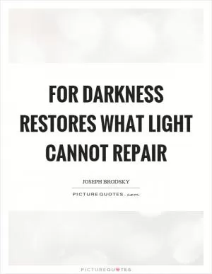 For darkness restores what light cannot repair Picture Quote #1
