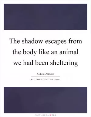 The shadow escapes from the body like an animal we had been sheltering Picture Quote #1