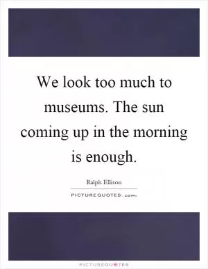 We look too much to museums. The sun coming up in the morning is enough Picture Quote #1