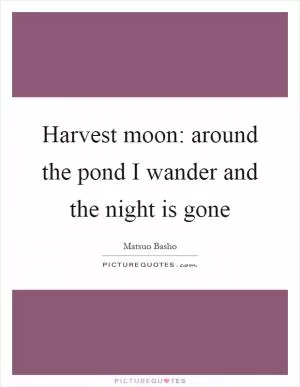 Harvest moon: around the pond I wander and the night is gone Picture Quote #1