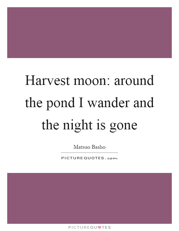 Harvest moon: around the pond I wander and the night is gone Picture Quote #1