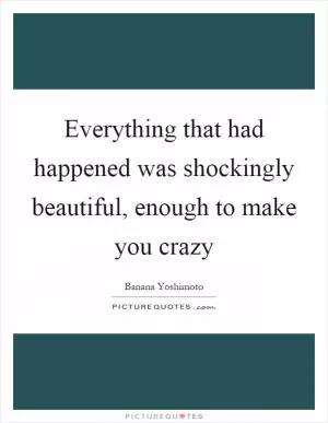 Everything that had happened was shockingly beautiful, enough to make you crazy Picture Quote #1