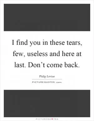 I find you in these tears, few, useless and here at last. Don’t come back Picture Quote #1