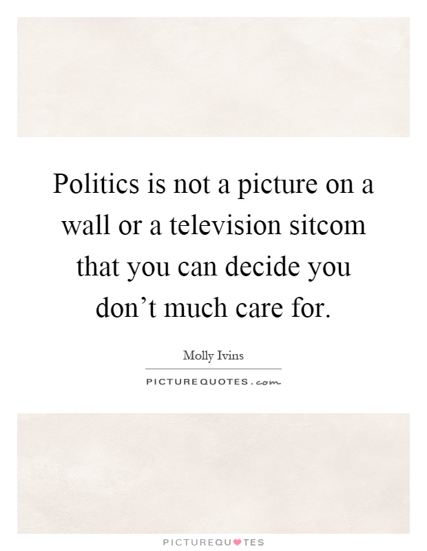 Politics is not a picture on a wall or a television sitcom that you can decide you don't much care for Picture Quote #1