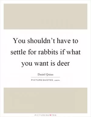 You shouldn’t have to settle for rabbits if what you want is deer Picture Quote #1